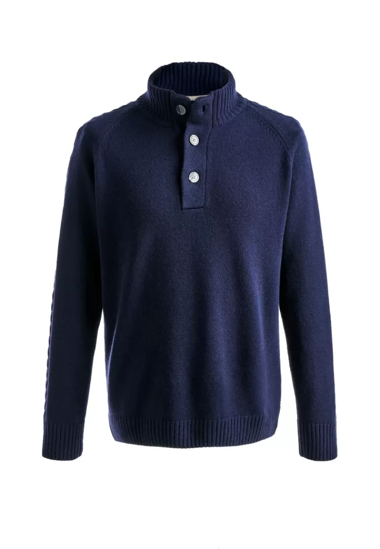 Store LLOYD Mock neck with buttons Blau