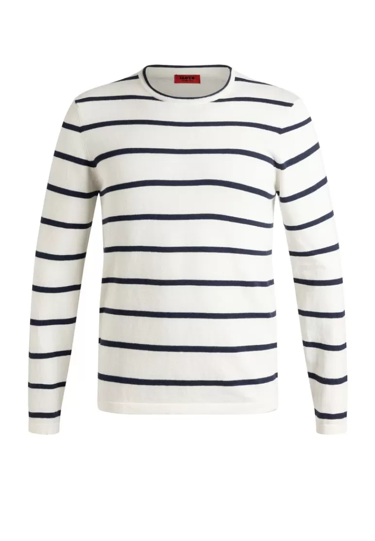 Discount LLOYD Sweater round neck striped Weiss