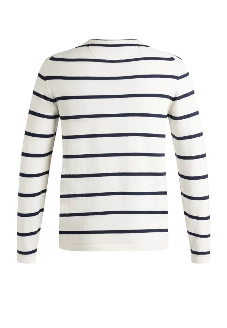 Discount LLOYD Sweater round neck striped Weiss